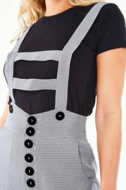 Voodoo Vixen Tri-Colour Houndstooth Overall Work Trousers -Voodoo Vixen shop tri colour houndstooth overall work trousers voodoo vixen 5 300x