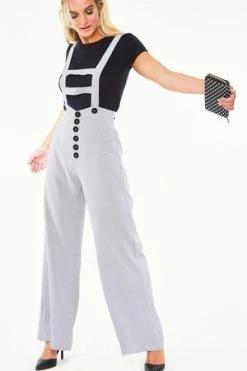 Voodoo Vixen Tri-Colour Houndstooth Overall Work Trousers