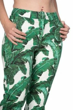 Banned Tropical Leaves Trousers -Voodoo Vixen shop tropical leaves trousers banned 3 300x