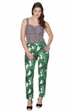 Banned Tropical Leaves Trousers -Voodoo Vixen shop tropical leaves trousers banned 4 300x