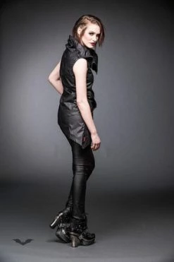 Queen Of Darkness Vest With Big Collar And Asymmetric Zipper 9 Queen Of Darkness Vest With Big Collar And Asymmetric Zipper -Voodoo Vixen shop vest with big collar and asymmetric zipper queen of darkness 4 300x