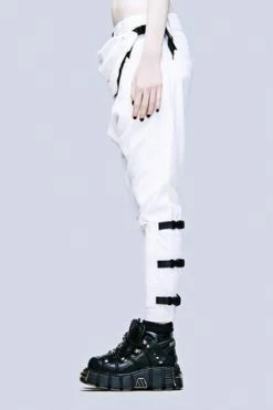 Long Clothing White Clip Pants - Unisex -Voodoo Vixen shop white clip pants unisex long clothing 4 300x