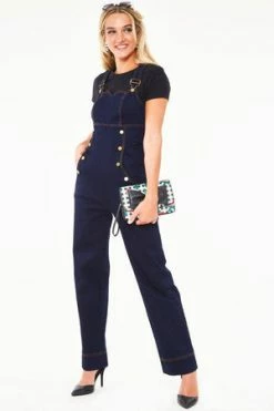 Voodoo Vixen Wide Leg Dark Denim Jumpsuit