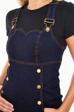 Voodoo Vixen Wide Leg Dark Denim Jumpsuit 9 Voodoo Vixen Wide Leg Dark Denim Jumpsuit -Voodoo Vixen shop wide leg dark denim jumpsuit with contrast stitch and antique brass hardware jsa 5845 04.1478 300x