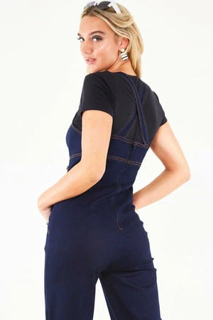 Voodoo Vixen Wide Leg Dark Denim Jumpsuit 2 Voodoo Vixen Wide Leg Dark Denim Jumpsuit - Image 2