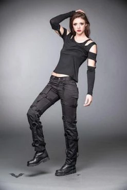 Queen Of Darkness Women's Trousers With O-Rings And Belts