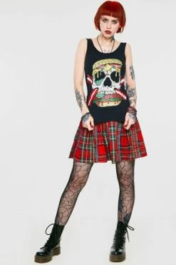 Jawbreaker Zombie Skull Burger Tie Back Top 8 Jawbreaker Zombie Skull Burger Tie Back Top -Voodoo Vixen shop zombie skull burger tie back top jawbreaker 3 300x