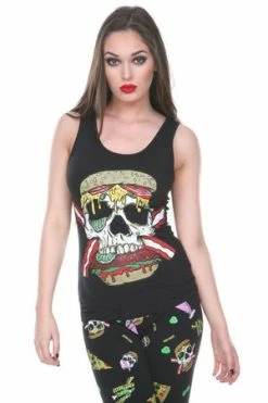 Jawbreaker Zombie Skull Burger Tie Back Top 10 Jawbreaker Zombie Skull Burger Tie Back Top -Voodoo Vixen shop zombie skull burger tie back top jawbreaker 5 300x